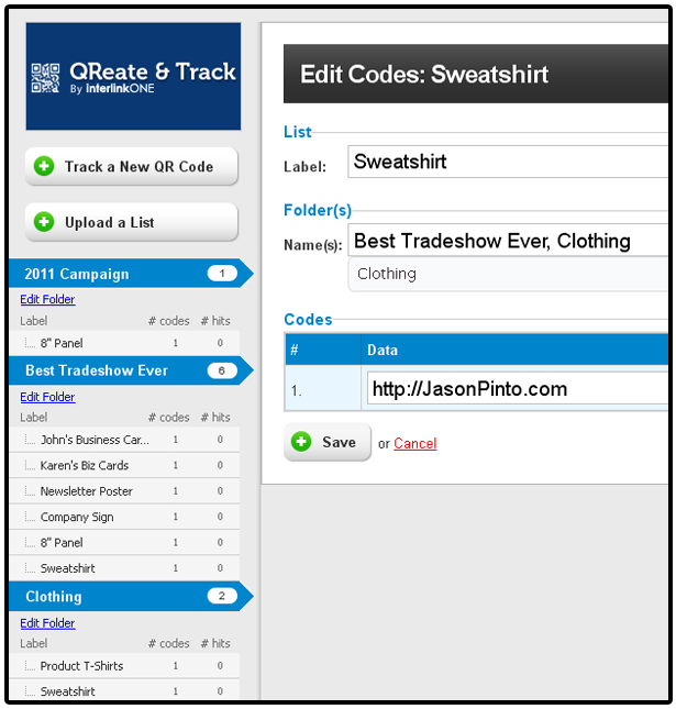 Screenshot of the QReate & Track Folder Feature Enhancements
