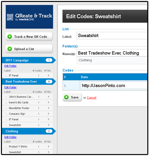 Screenshot of the QReate & Track Folder Feature Enhancements Screenshot of the QReate & Track Folder Feature Enhancements
